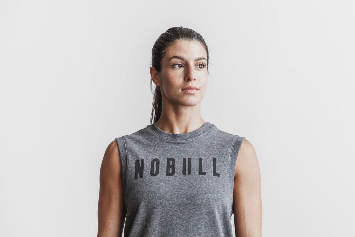 Nobull Sleeveless Crew Men's Sweatshirts Grey | Australia (BG8254)